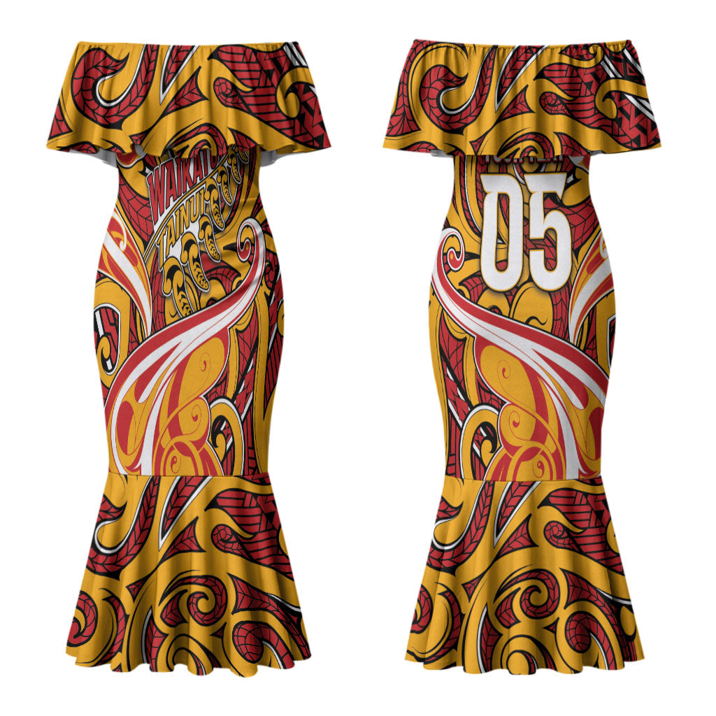 Custom Aotearoa Waikato Tainui Couples Matching Mermaid Dress and Hawaiian Shirt Maori Tribal Pattern Koru Motif