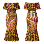 Custom Aotearoa Waikato Tainui Couples Matching Mermaid Dress and Long Sleeve Button Shirt Maori Tribal Pattern Koru Motif