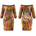 Custom Aotearoa Waikato Tainui Couples Matching Off The Shoulder Long Sleeve Dress and Hawaiian Shirt Maori Tribal Pattern Koru Motif