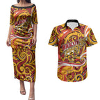 Custom Aotearoa Waikato Tainui Couples Matching Puletasi and Hawaiian Shirt Maori Tribal Pattern Koru Motif