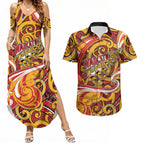 Custom Aotearoa Waikato Tainui Couples Matching Summer Maxi Dress and Hawaiian Shirt Maori Tribal Pattern Koru Motif