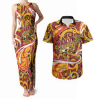 Custom Aotearoa Waikato Tainui Couples Matching Tank Maxi Dress and Hawaiian Shirt Maori Tribal Pattern Koru Motif