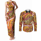 Custom Aotearoa Waikato Tainui Couples Matching Tank Maxi Dress and Long Sleeve Button Shirt Maori Tribal Pattern Koru Motif