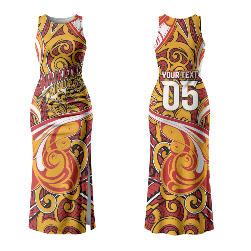 Custom Aotearoa Waikato Tainui Couples Matching Tank Maxi Dress and Long Sleeve Button Shirt Maori Tribal Pattern Koru Motif
