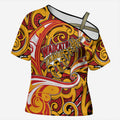 Custom Aotearoa Waikato Tainui Cross Shoulder Shirt Maori Tribal Pattern Koru Motif