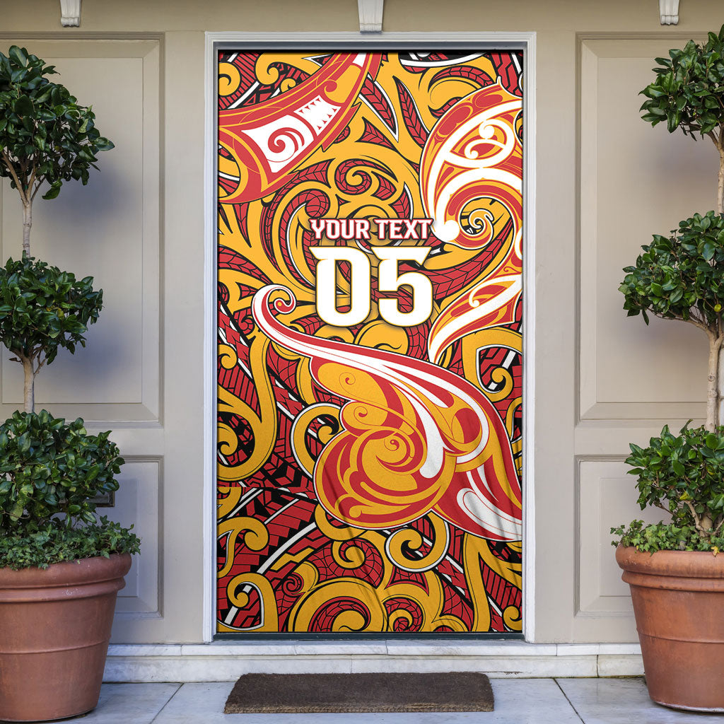 Custom Aotearoa Waikato Tainui Door Cover Maori Tribal Pattern Koru Motif