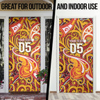 Custom Aotearoa Waikato Tainui Door Cover Maori Tribal Pattern Koru Motif