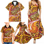 Custom Aotearoa Waikato Tainui Family Matching Summer Maxi Dress and Hawaiian Shirt Maori Tribal Pattern Koru Motif
