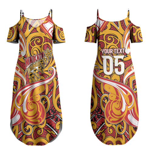 Custom Aotearoa Waikato Tainui Family Matching Summer Maxi Dress and Hawaiian Shirt Maori Tribal Pattern Koru Motif