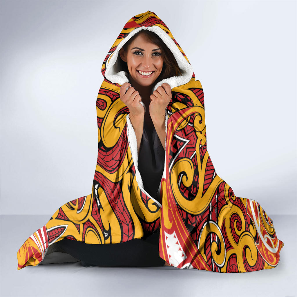 Aotearoa Waikato Tainui Hooded Blanket Maori Tribal Pattern Koru Motif