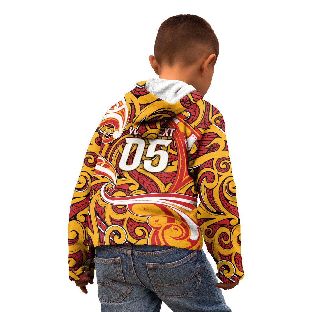 Custom Aotearoa Waikato Tainui Kid Hoodie Maori Tribal Pattern Koru Motif