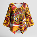 Custom Aotearoa Waikato Tainui Kimono Sleeve Blouse Maori Tribal Pattern Koru Motif
