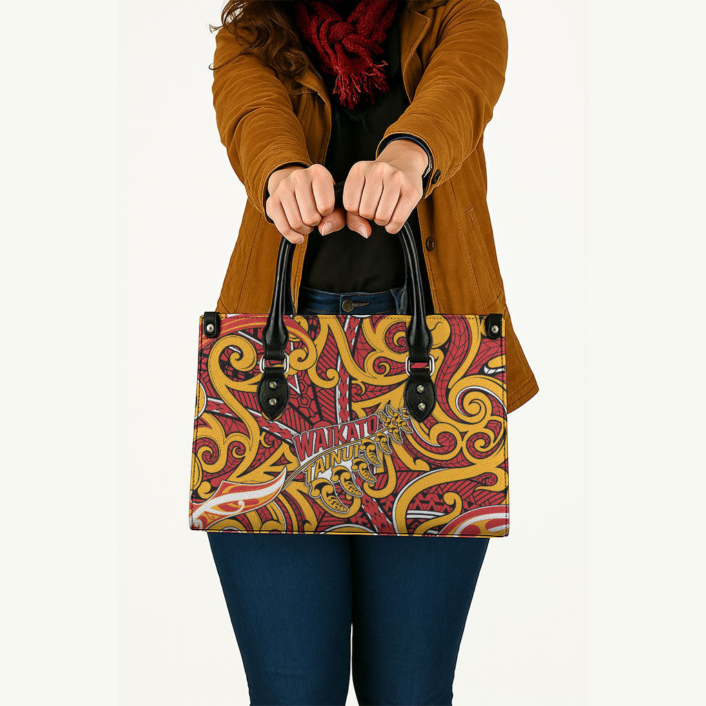 Aotearoa Waikato Tainui Leather Bag Maori Tribal Pattern Koru Motif