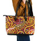 Aotearoa Waikato Tainui Leather Tote Bag Maori Tribal Pattern Koru Motif