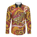 Custom Aotearoa Waikato Tainui Long Sleeve Button Shirt Maori Tribal Pattern Koru Motif