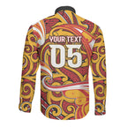 Custom Aotearoa Waikato Tainui Long Sleeve Button Shirt Maori Tribal Pattern Koru Motif