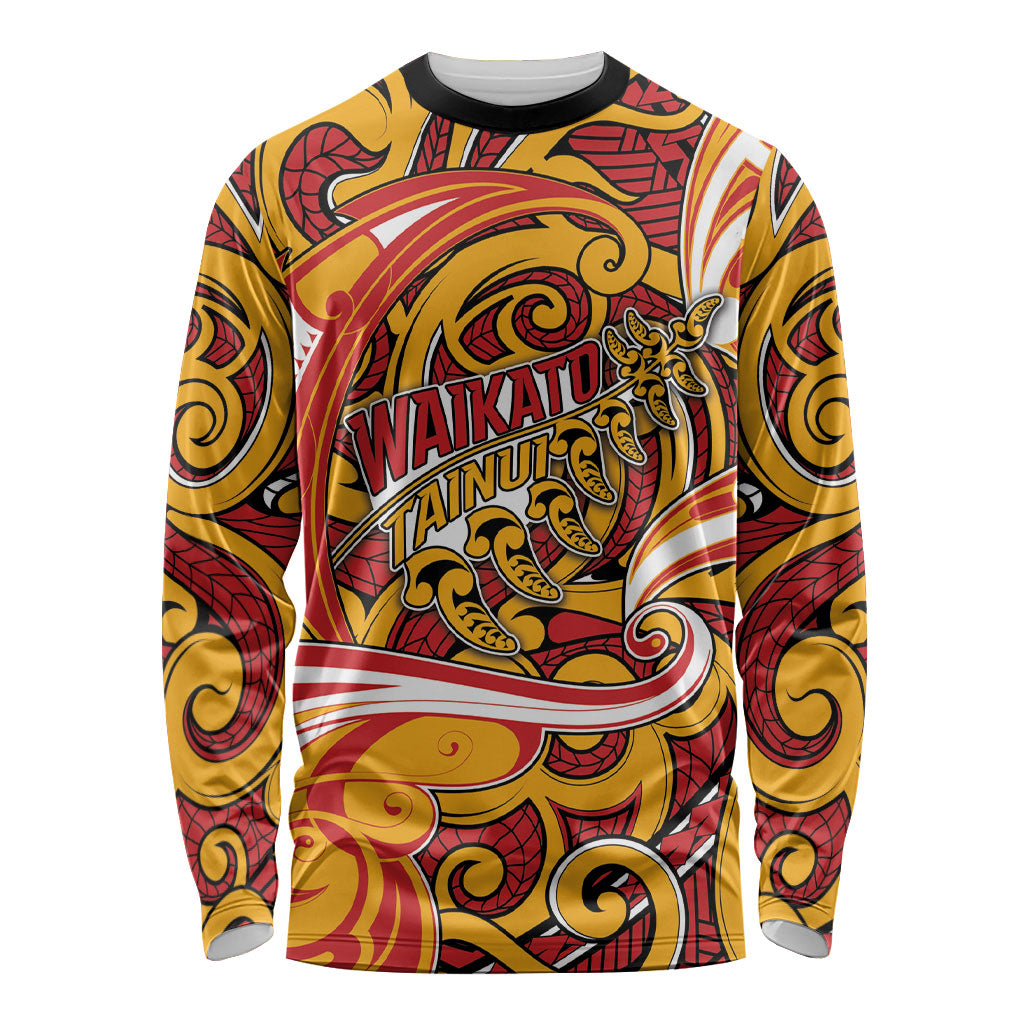 Custom Aotearoa Waikato Tainui Long Sleeve Shirt Maori Tribal Pattern Koru Motif