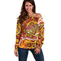 Custom Aotearoa Waikato Tainui Off Shoulder Sweater Maori Tribal Pattern Koru Motif