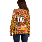 Custom Aotearoa Waikato Tainui Off Shoulder Sweater Maori Tribal Pattern Koru Motif