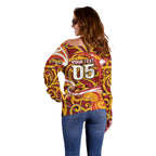 Custom Aotearoa Waikato Tainui Off Shoulder Sweater Maori Tribal Pattern Koru Motif