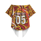 Custom Aotearoa Waikato Tainui Off Shoulder Wrap Waist Top Maori Tribal Pattern Koru Motif