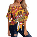 Custom Aotearoa Waikato Tainui Off Shoulder Wrap Waist Top Maori Tribal Pattern Koru Motif