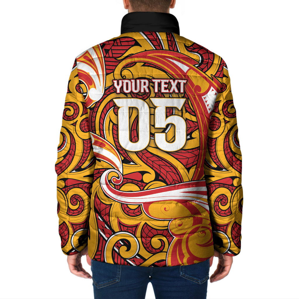 Custom Aotearoa Waikato Tainui Padded Jacket Maori Tribal Pattern Koru Motif
