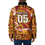 Custom Aotearoa Waikato Tainui Padded Jacket Maori Tribal Pattern Koru Motif