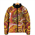 Custom Aotearoa Waikato Tainui Padded Jacket Maori Tribal Pattern Koru Motif