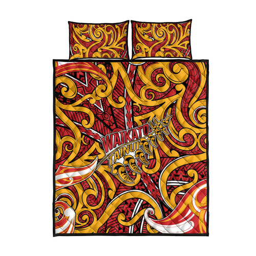Aotearoa Waikato Tainui Quilt Bed Set Maori Tribal Pattern Koru Motif