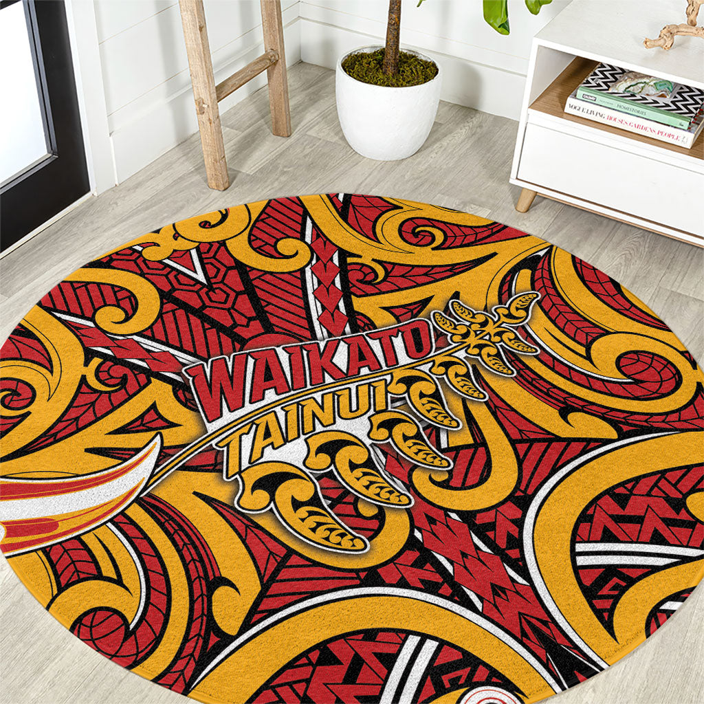 Aotearoa Waikato Tainui Round Carpet Maori Tribal Pattern Koru Motif