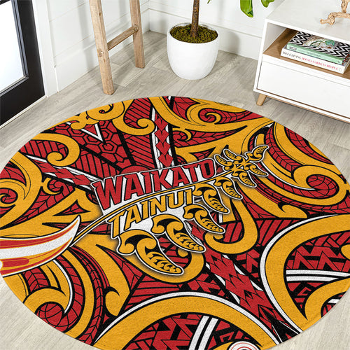 Aotearoa Waikato Tainui Round Carpet Maori Tribal Pattern Koru Motif