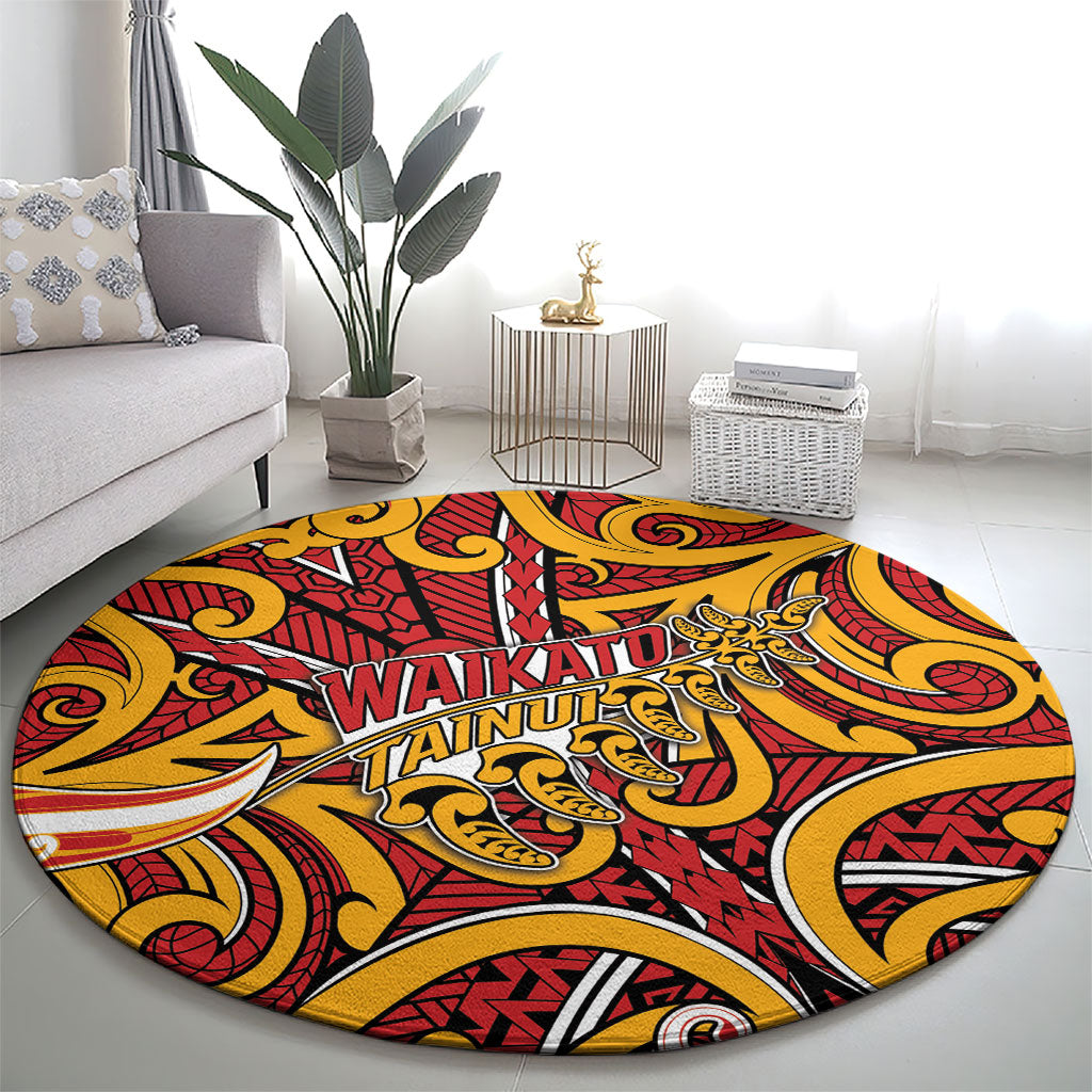 Aotearoa Waikato Tainui Round Carpet Maori Tribal Pattern Koru Motif
