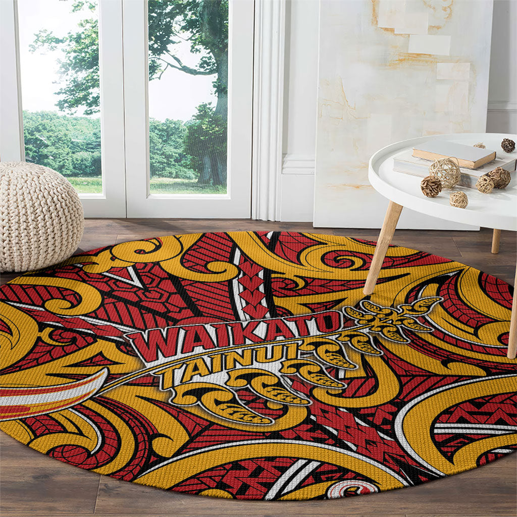 Aotearoa Waikato Tainui Round Carpet Maori Tribal Pattern Koru Motif
