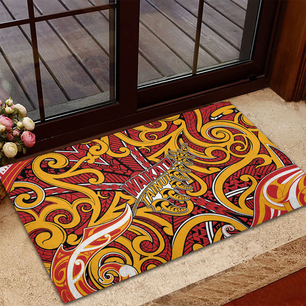 Aotearoa Waikato Tainui Rubber Doormat Maori Tribal Pattern Koru Motif