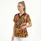 Custom Aotearoa Waikato Tainui Scrub Top Maori Tribal Pattern Koru Motif