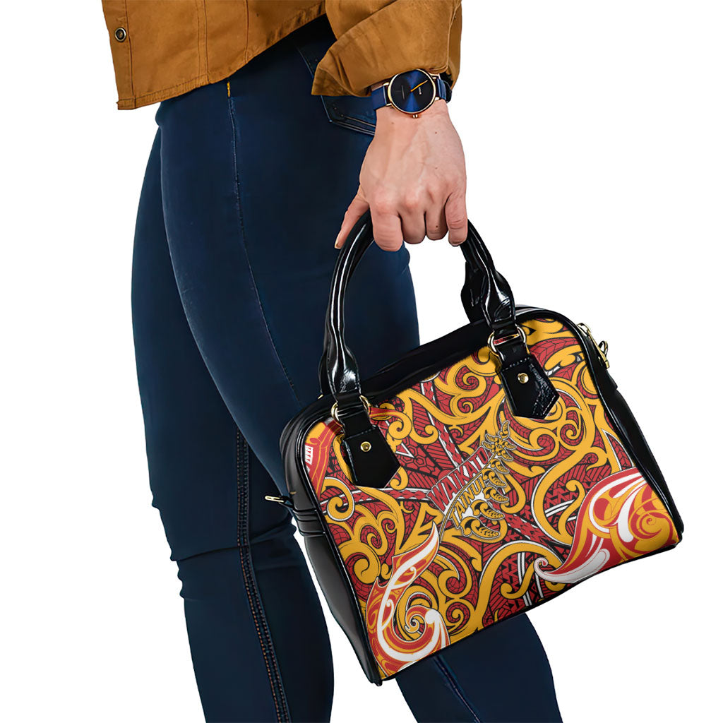 Aotearoa Waikato Tainui Shoulder Handbag Maori Tribal Pattern Koru Motif