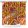 Aotearoa Waikato Tainui Shower Curtain Maori Tribal Pattern Koru Motif
