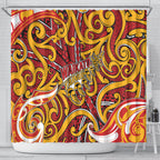 Aotearoa Waikato Tainui Shower Curtain Maori Tribal Pattern Koru Motif
