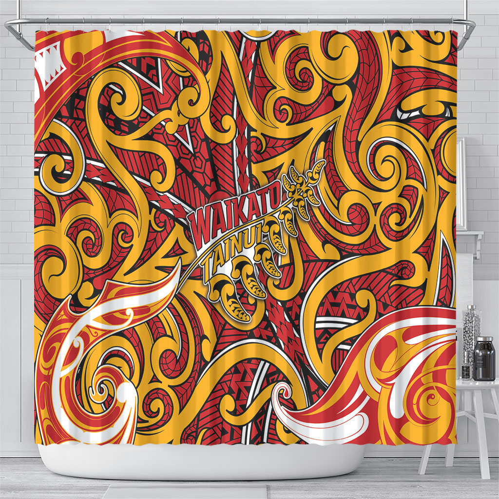 Aotearoa Waikato Tainui Shower Curtain Maori Tribal Pattern Koru Motif