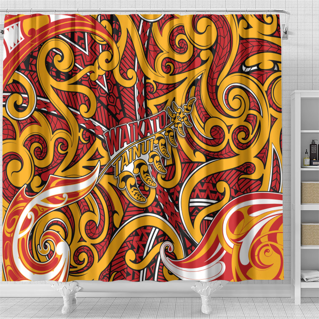 Aotearoa Waikato Tainui Shower Curtain Maori Tribal Pattern Koru Motif