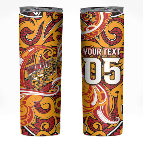 Custom Aotearoa Waikato Tainui Skinny Tumbler Maori Tribal Pattern Koru Motif