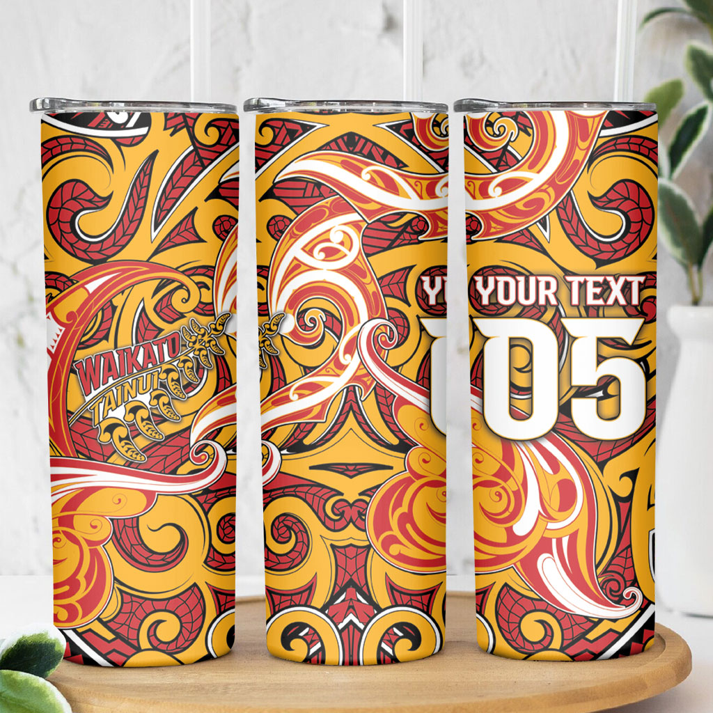 Custom Aotearoa Waikato Tainui Skinny Tumbler Maori Tribal Pattern Koru Motif