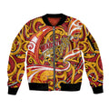 Custom Aotearoa Waikato Tainui Sleeve Zip Bomber Jacket Maori Tribal Pattern Koru Motif