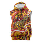 Custom Aotearoa Waikato Tainui Sleeveless Hoodie Maori Tribal Pattern Koru Motif