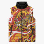 Custom Aotearoa Waikato Tainui Sleeveless Puffer Jacket Maori Tribal Pattern Koru Motif