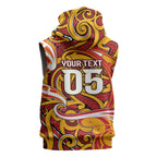 Custom Aotearoa Waikato Tainui Sleeveless Zip Hoodie Maori Tribal Pattern Koru Motif