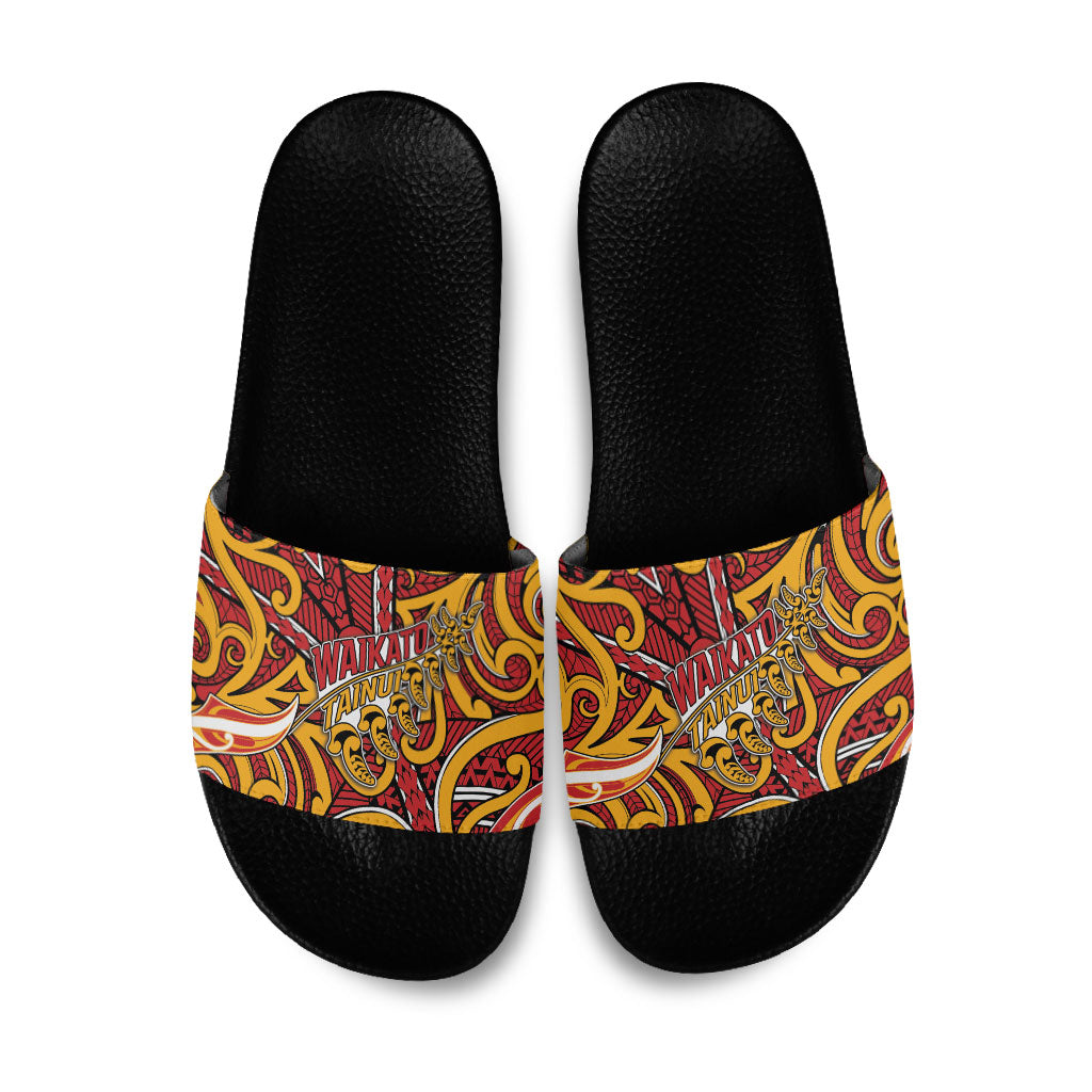 Aotearoa Waikato Tainui Slide Sandals Maori Tribal Pattern Koru Motif