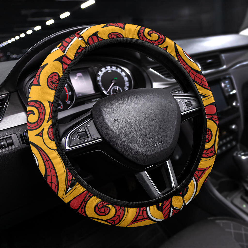 Aotearoa Waikato Tainui Steering Wheel Cover Maori Tribal Pattern Koru Motif