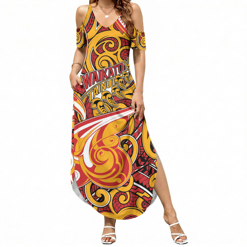 Custom Aotearoa Waikato Tainui Summer Maxi Dress Maori Tribal Pattern Koru Motif